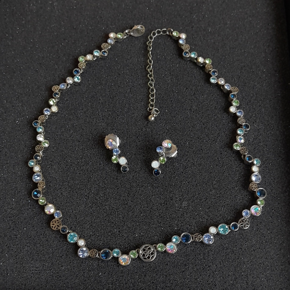 Lia Sophia 'Happy Hour' Silver Tone Matching Necklace & Earrings